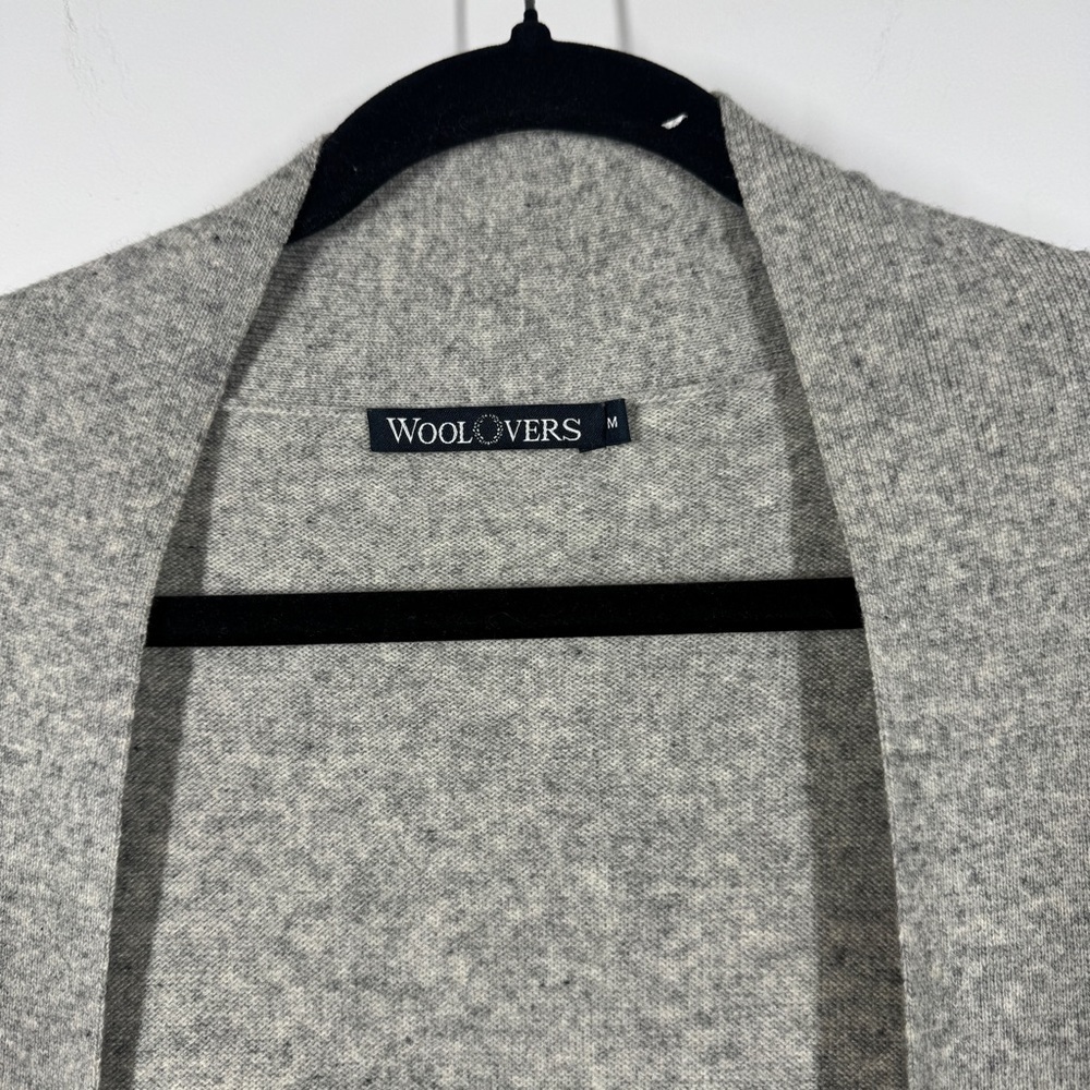 Woolovers Gray Open Front Cardigan Sweater Cashmere Merino Size M Longline Cozy - Picture 4 of 15